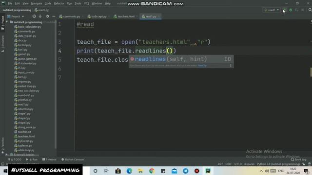 Reading files using 'r' & 'r+' modes in python || Learn python