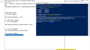 how to fix the error in Visual Studio Code  or FullyQualifiedErrorId : CommandNotFoundException