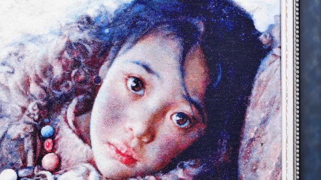 "Тибетская девочка" многоцветная вышивка по схеме Ольги Башкировой