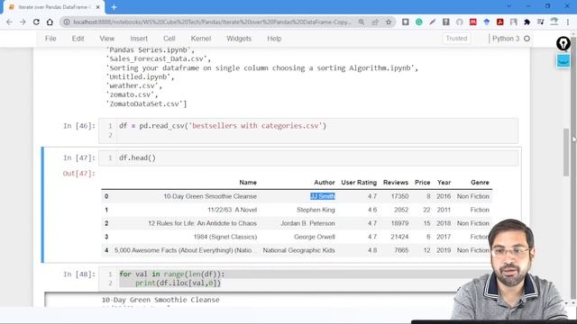 || Iterate over pandas data frame part-3 || Loc |  Iloc Function| pandas tutorial python