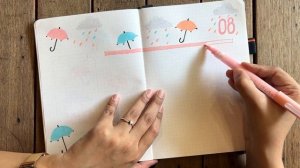 August 2023 Bullet Journal Setup | Umbrella Theme