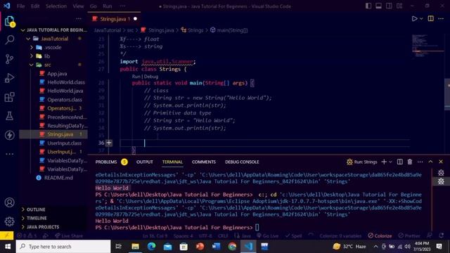 Java Tutorial: Mastering Strings in Java: String Class, User Input, Primitive Data Type In Java