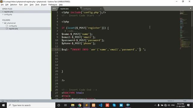 Insert data into Database using php