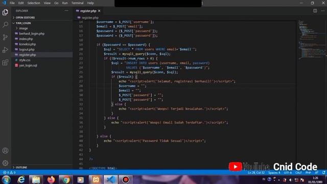 cara membuat form login dan register dengan php - free | part 2