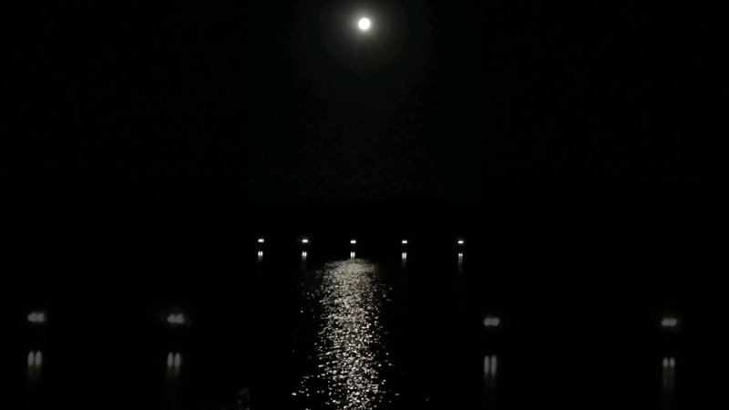 Reflection of the Moon in Night Bay