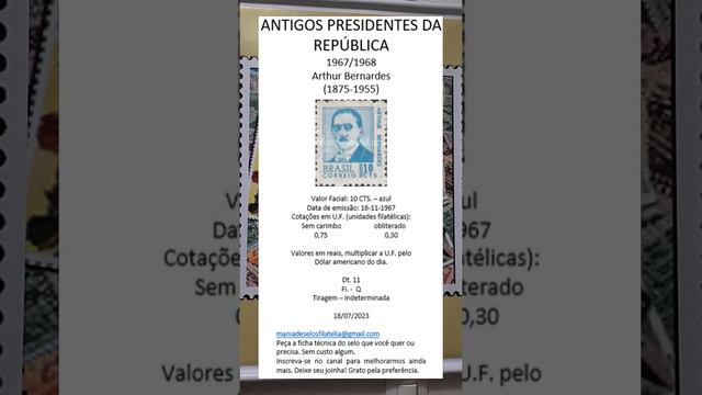 #short Arthur Bernardes, RHM 532, Antigos Presidentes da República, selos postais, Filatelia