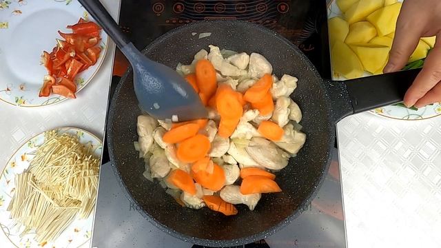 Вкусная ОСТРАЯ КУРИЦА С ОВОЩАМИ ПО-КОРЕЙСКИ! Простой рецепт! #КОРЕЙСКАЯКУХНЯ #171