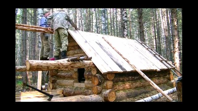 Строим избушку/Сруб/Крыша-потолок/Печь/Дверь/Мох/ смотреть онлайн