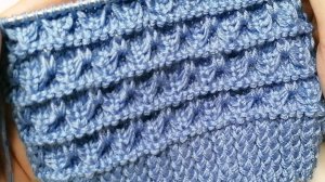 Эффектный объемный узор спицами. Простой рельефный узор спицами из 4-х петель