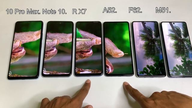 Display Test : Samsung A52 Vs F62 Vs M51 Vs Redmi Note 10 Pro Max Vs Redmi Note 10 Vs Realme X7 смотреть онлайн