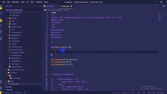PHP - Exercises, Practice, Solution 08 start c#
