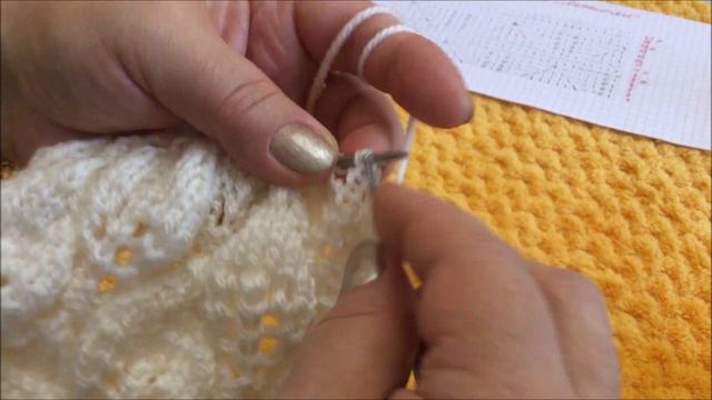 УЗОР  «ЛИСТЬЯ»  СПИЦАМИ  (СО  СХЕМОЙ)🧶🧶🧶 на русском языке.