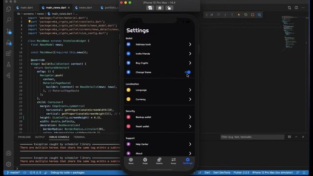 DARKLIGHT THEME MODE CRYPTOCURRENCY APP -  FLUTTER UI