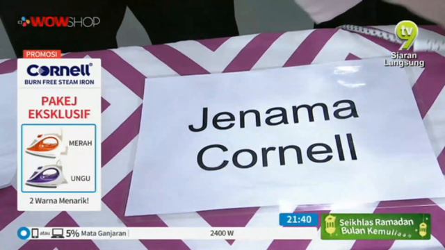 CORNELL NO BURN STEAM IRON S2  27 APRIL 2019  TV9  P3649