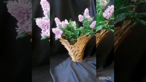 Сирень из бисера и бисерной рубки.