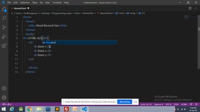 Nested List in HTML смотреть онлайн