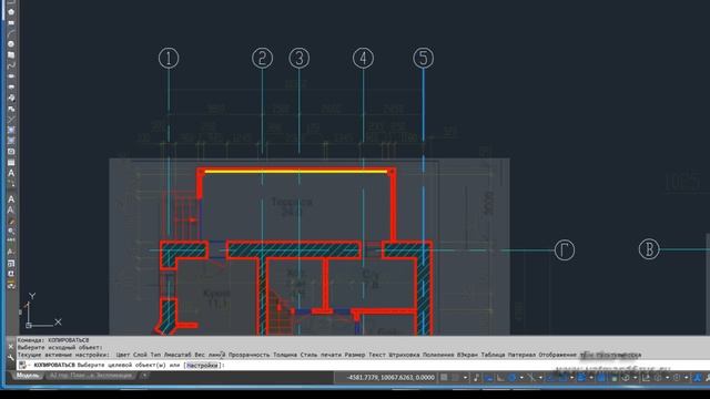 Копирование свойств объектов в Автокад, команда AutoCAD "КопироватьСВ" смотреть онлайн