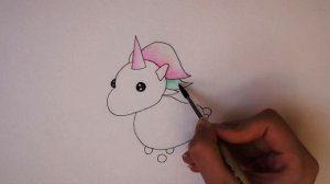 Как нарисовать милого неонового единорога из Роблокс (How to draw a Neon Unicorn Roblox Easy)