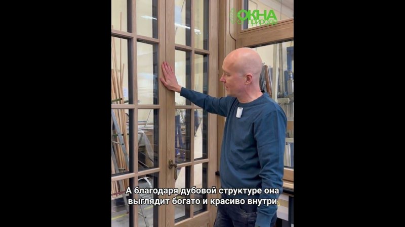 Штульповая дерево-алюминиевая балконная дверь с венской расстекловкой