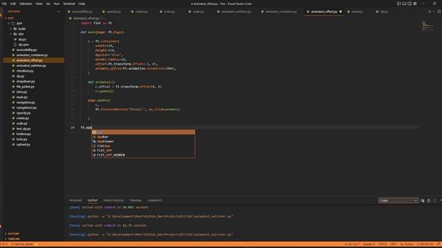 Flutter apps in Python | Animated Offset