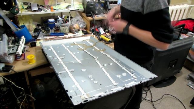 LG 37LN541U Нет изображения Звук Есть. Замена светодиодов. смотреть онлайн