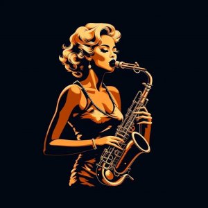 Marilyn Monroe playing the saxophone. Anton Vibe Art.