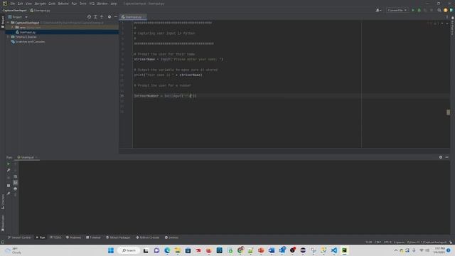 Python Tutorial 2: How to capture character and numeric input from a user and convert numeric data
