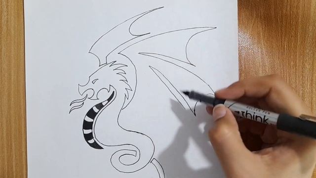 How to draw a dragon tattoo || Tribal tattoo drawing смотреть онлайн