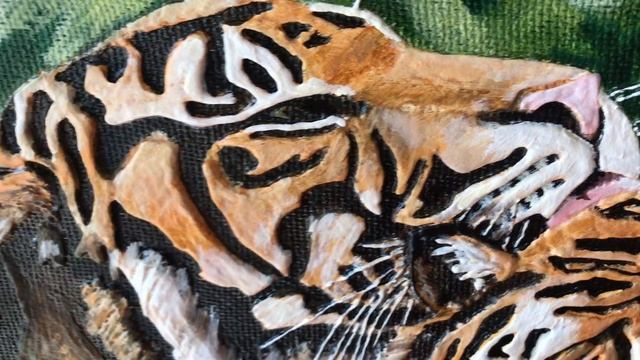 IMG 90011 Картина с тиграми. Картина маслом животные тигры. Объемное панно тигр. смотреть онлайн