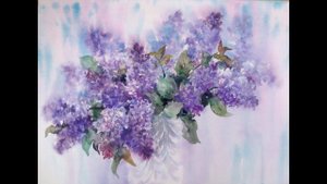 Пишем букет сирени акварелью (2 часть)