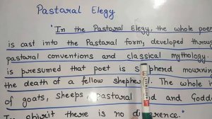 The Pastoral Elegy हिंदी में ।।  #Englishliterature ।।