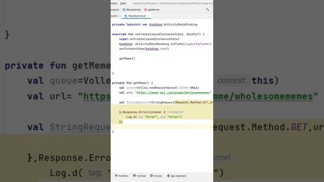 Short Meme App in Android studio in Kotlin using Volley.