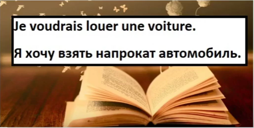 Я читаю текст по-французски. Je voudrais louer une voiture. Я хочу ...