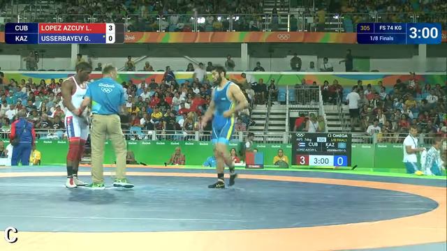 1/8 FS - 74 kg: G. USSERBAYEV (KAZ) df. L. LOPEZ AZCUY (CUB), 8-7 смотреть онлайн