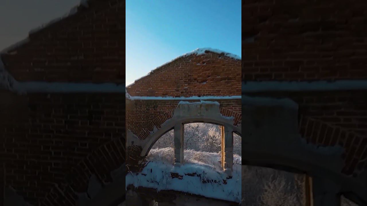 старая церковь с коптера  в -27 зима