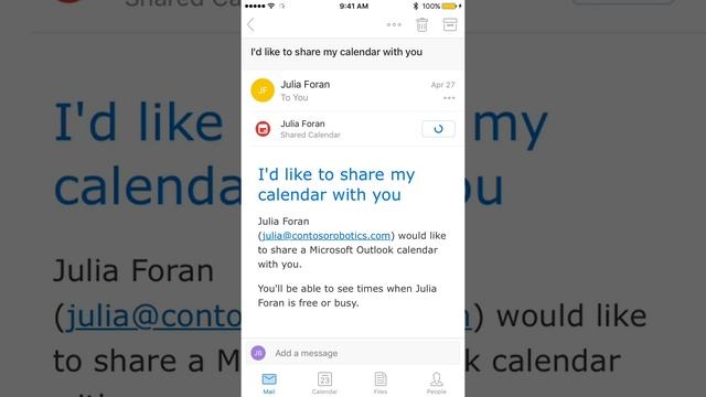 How to accept a shared calendar in Outlook for iOS