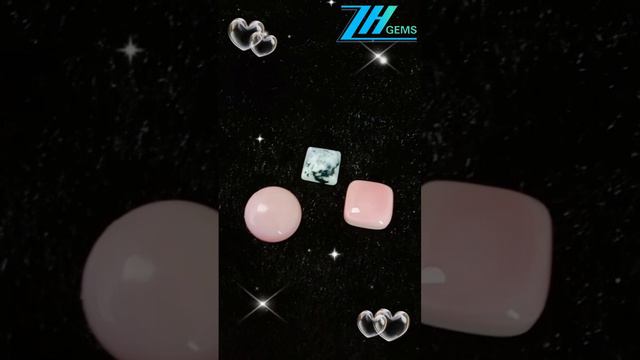 Natural pink opal black white stone cabochon mcolorful gemstonepink black white suqare round shape