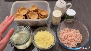 ПИКАНТНАЯ ЗАКУСКА ЗА 10 МИНУТ ИЗ КРЕВЕТОК И СЫРА. ТАРТАЛЕТКИ С КРЕВЕТКАМИ И СЫРОМ.