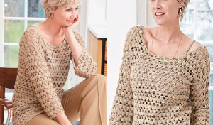 Узор крючком стильного джемпера с глубоким вырезом - Вязание крючком для начинающих