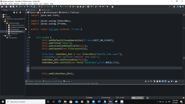 Java GUI Tutorial #20 - Checkbox in Java GUI Swing Using JCheckBox Class