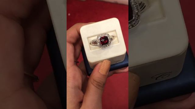 Garnet and Diamond Ring made in Sterling Silver - By Chris Jewels