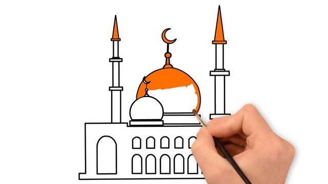 Mosque Draw and coloring pages for ramadanu ya ramadan | How to Draw Mosque Coloring pages for Kids смотреть онлайн