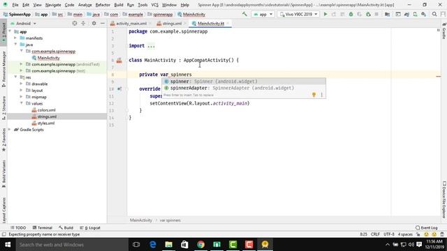 Static Spinner In Android Using Kotlin