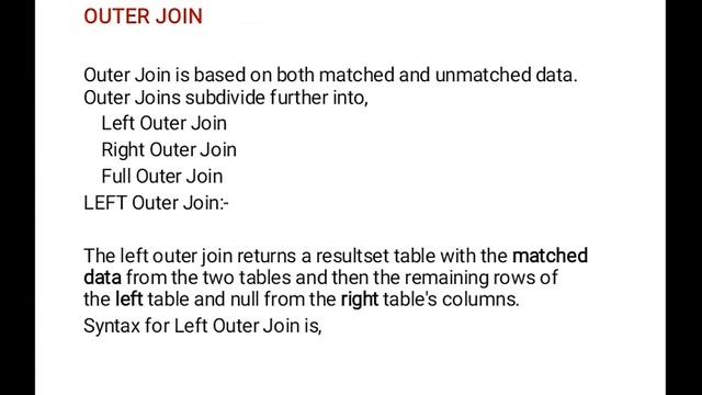 Different types of  SQL join