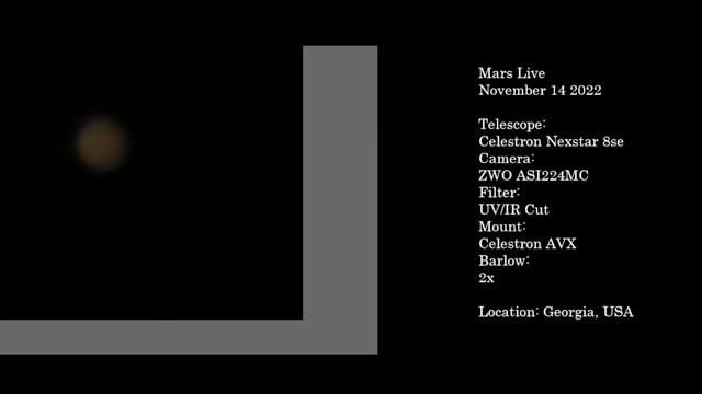Mars Live - November 14th - Planet Mars - Nexstar 8se Telescope смотреть онлайн