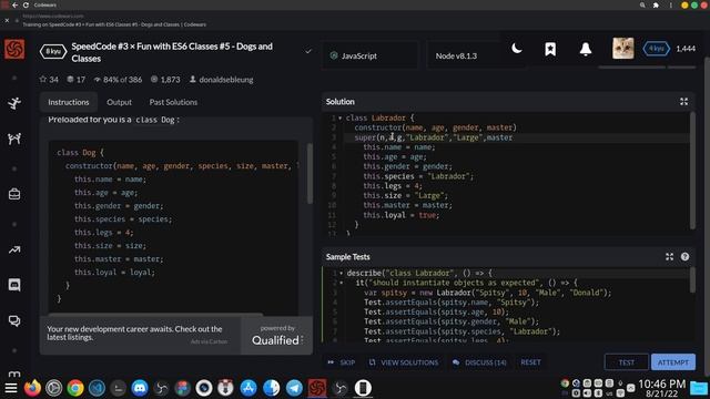 SpeedCode #3 Fun with ES6 Classes #5  Dogs and Classes