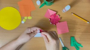 Букет цветов из цветной бумаги