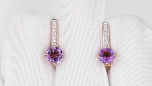 Золотые серьги и кольцо с фианитами и аметистом смотреть онлайн