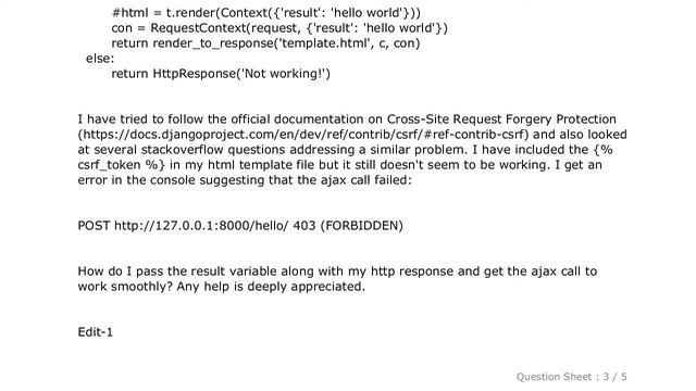 Django : 403 Forbidden error when making an ajax Post request in Django framework смотреть онлайн