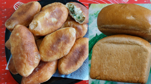 Моя выпечка, хлеб и пирожки с картошкой.